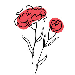 Carnation flower in minimalist line art style