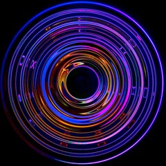 Deep purple ultraviolet trippy round modern mandala circle circular design, black background hypnotic glowing purple colors backdrop abstract 