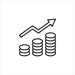 Inflation line icon. Growth or Increase price sign. Change money symbol. vector illustration on white background