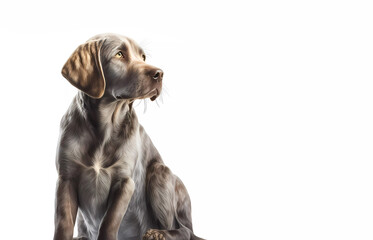 Dog. Labrador on a white background. Banner. generated by AI
