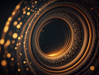 Fototapeta na wymiar Concentric golden rings shapes Abstract geometric background created with Generative AI technology