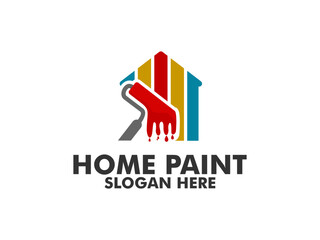 Painted House Vector Logo Illustration, House painting service, decoration and repair color icon,