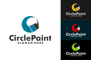 Circle Paint and Brush logo vector, Creative concept of paint design