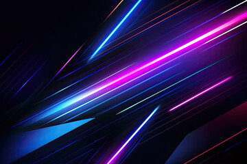 futuristic glowing rays in multicolored colors isolated on black background. Generative AI
