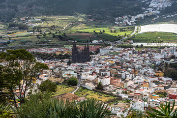 Panoramic view of Arucas with the San Juan Bautista Church, Gran Canaria Island, Canary Islands,...