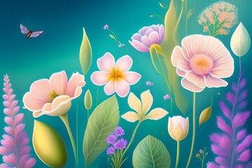 Rendering of "Blooming Health: Lungs Made of Flowers". Generative AI. 