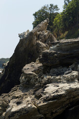 Resorts in Bulgaria. Kiten, Burgas Province, Bulgaria. The Black Sea coast, made of sedimentary rocks.