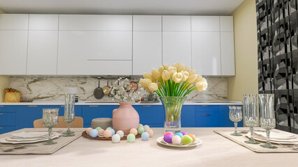 Easter holiday interior 3d render, 3d illustration