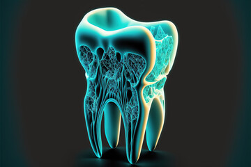 Ilustraci&oacute;n de un diente seccionado, concepto salud dental. Generative AI