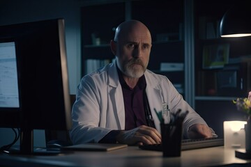 Focused Male Doctor in Active Workspace