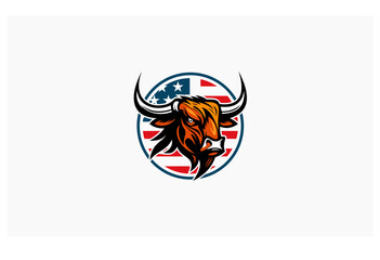 bull flag concept design creative logo