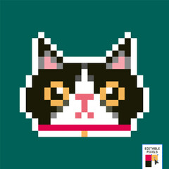 Cute kitten domestic pet pixel art - isolated vector. 8 bit pixel cats. gray and red cat. vector illustration. cute cartoon animals. characters. white background. isolated object
