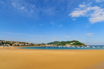 The sandy beach of La Concha, San Sebastian, Spain