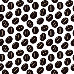 Seamless Coffee Bean Pattern on White Background