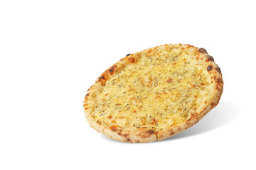 Four cheese pizza on a white isolated background