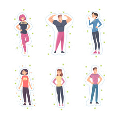 Fototapeta premium Cheerful People Characters with Healthy Immune System Vector Set