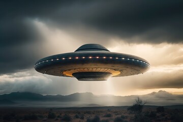 Naklejka na ściany i meble UFO unidentified flying object. AI generated