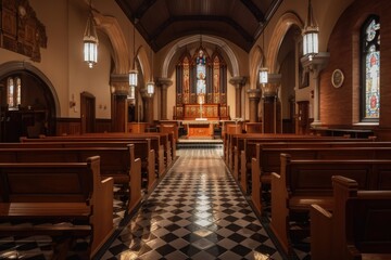 Fototapeta na wymiar Traditional church interior images. AI generated
