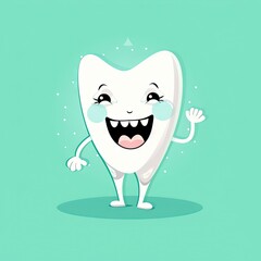 Clean tooth with a toothpaste with emotional face, Cartoon