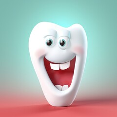 Clean tooth with a toothpaste with emotional face, Cartoon