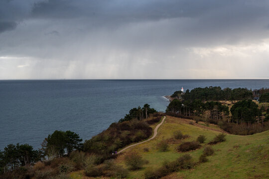 dramatic light and skies over djursland and mols bjerge in denmark