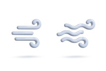 Vector 3d icon isolated on white background. Weather icon. Set of different signs of blue, gray wind. Vector illustration for postcard, icons, poster, banner, web, design, arts.