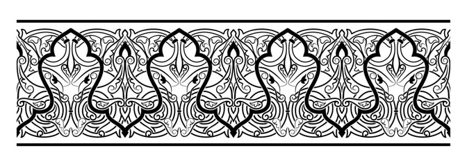 Ornamental stencil in oriental style. Drawing on the wall, furniture and other surfaces. Decor for the interior. Ornament for printing and making stencils.