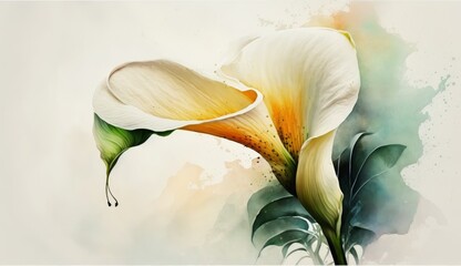 Blooming Elegance: Watercolor Painting of Calla Lily Flower