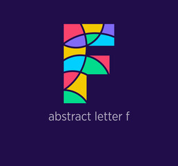 Modern abstract letter f logo icon. Unique mosaic design color transitions. Colorful letter f template. vector.