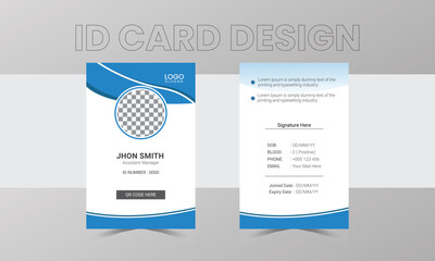 Modern colorful icon collection. Employee ID. Simple realistic design. Office ID Card Template.