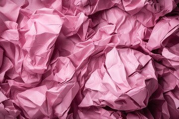  a large pile of pink tissue paper on a tablecloth covered in pink tissue paper, as if it were folded or folded, is being used as a background.  generative ai