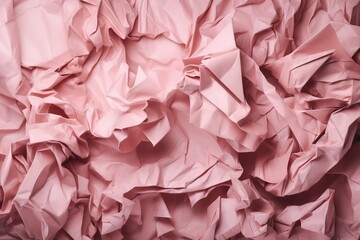  a large pile of pink tissue paper on top of a wooden table with a pink wall in the background and a pink wall covering it.  generative ai