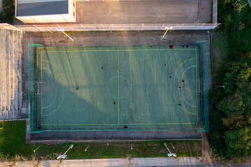 Street public football court aerial view