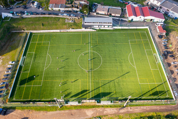 Fototapeta premium Aerial view of football field