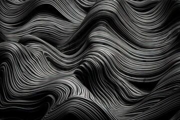  a black and white photo of a wavy pattern on a black background with a black background and a black background with a black and white pattern.  generative ai