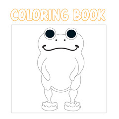 Frog vector coloring page for kids , Icon , image, photo and illustration coloring book childrens 