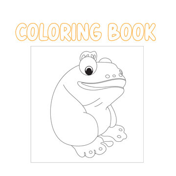 Frog vector coloring page for kids , Icon , image, photo and illustration coloring book childrens 