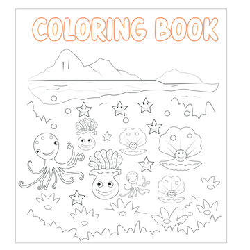 Octopus vector coloring page for kids , Image , icon , photo and illustration coloring books children