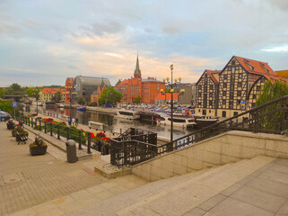old town by the Brda river. Bydgoszcz, Poland.