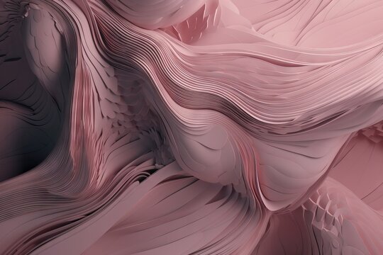  an abstract image of a pink and black background with wavy lines and curves in the center of the image is a pink and black background.  generative ai