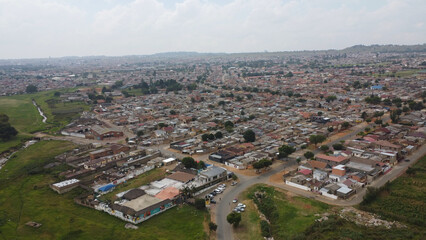 aerial view of soweto township situated in johannesburg, south africa