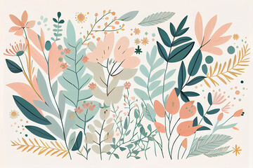 Modern exotic leaves pattern. Collage contemporary pattern