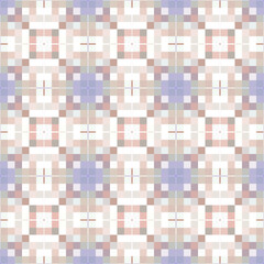 Geometric abstract pattern with simple shapes. Cell. Colorful squares. Seamless. Cage. Mosaic background brown, blue, violet colors. Soft pastel colors