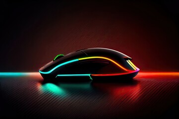 Left Side Gamer Mouse Neon With Copyspace Generative AI