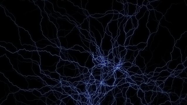 Electric energy of thunder, bolt animation. 2D rendering abstract pattern