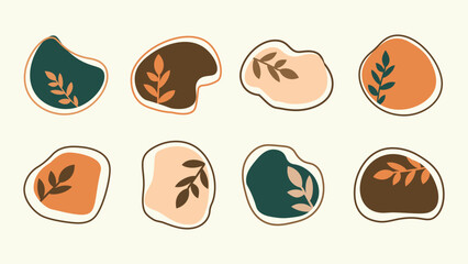 Abstract hand-drawn organic shapes set.