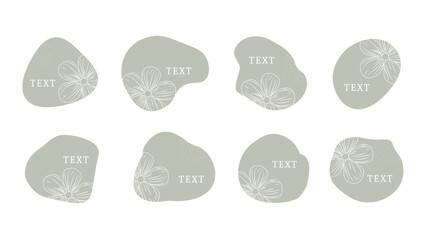 A unique collection of abstract, organic art elements in floral shapes and leaf graphics for a boho-inspired label.