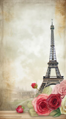Fototapeta na wymiar Paris romantic background. Illustration Generative AI.