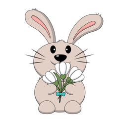 Cute cartoon Rabbit with snowdrop in color