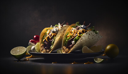 Fototapeta na wymiar Flavorful tacos with zesty lime